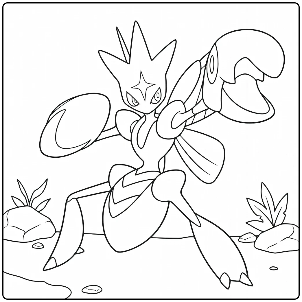 Scizor in Dynamic Battle Pose coloring page