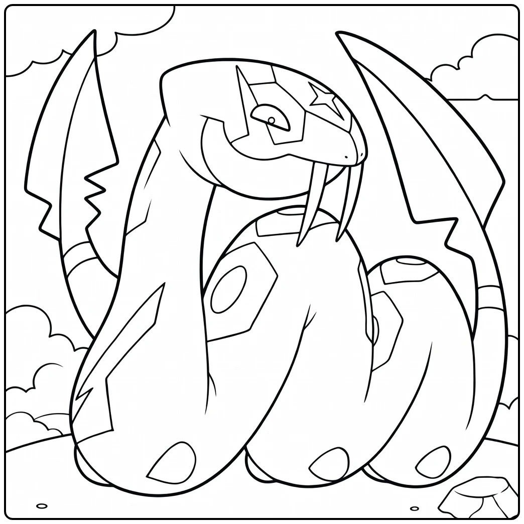 Seviper Angry Snake with Wings and Eggs coloring page