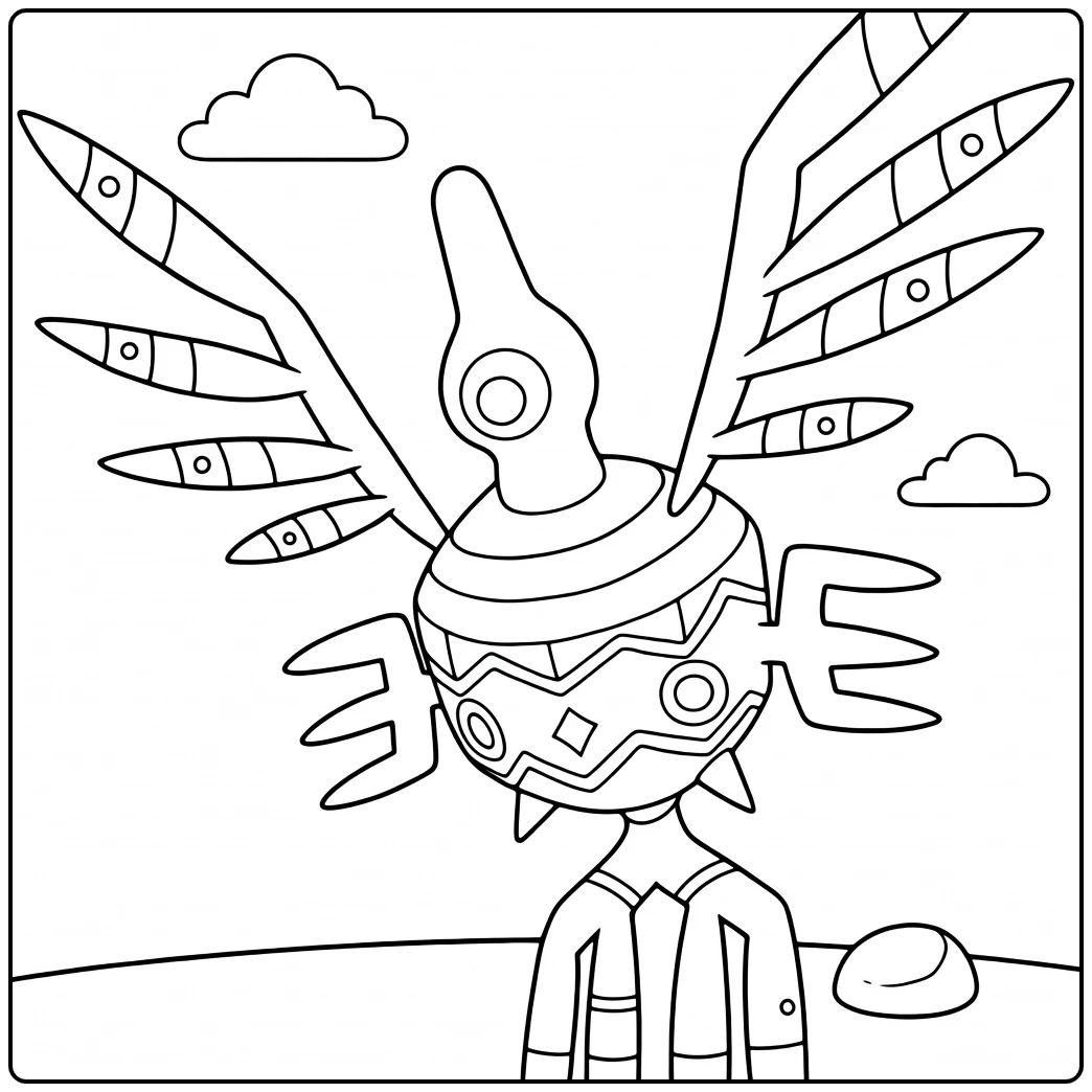 Sigilyph Color the Mythical Pokemon coloring page