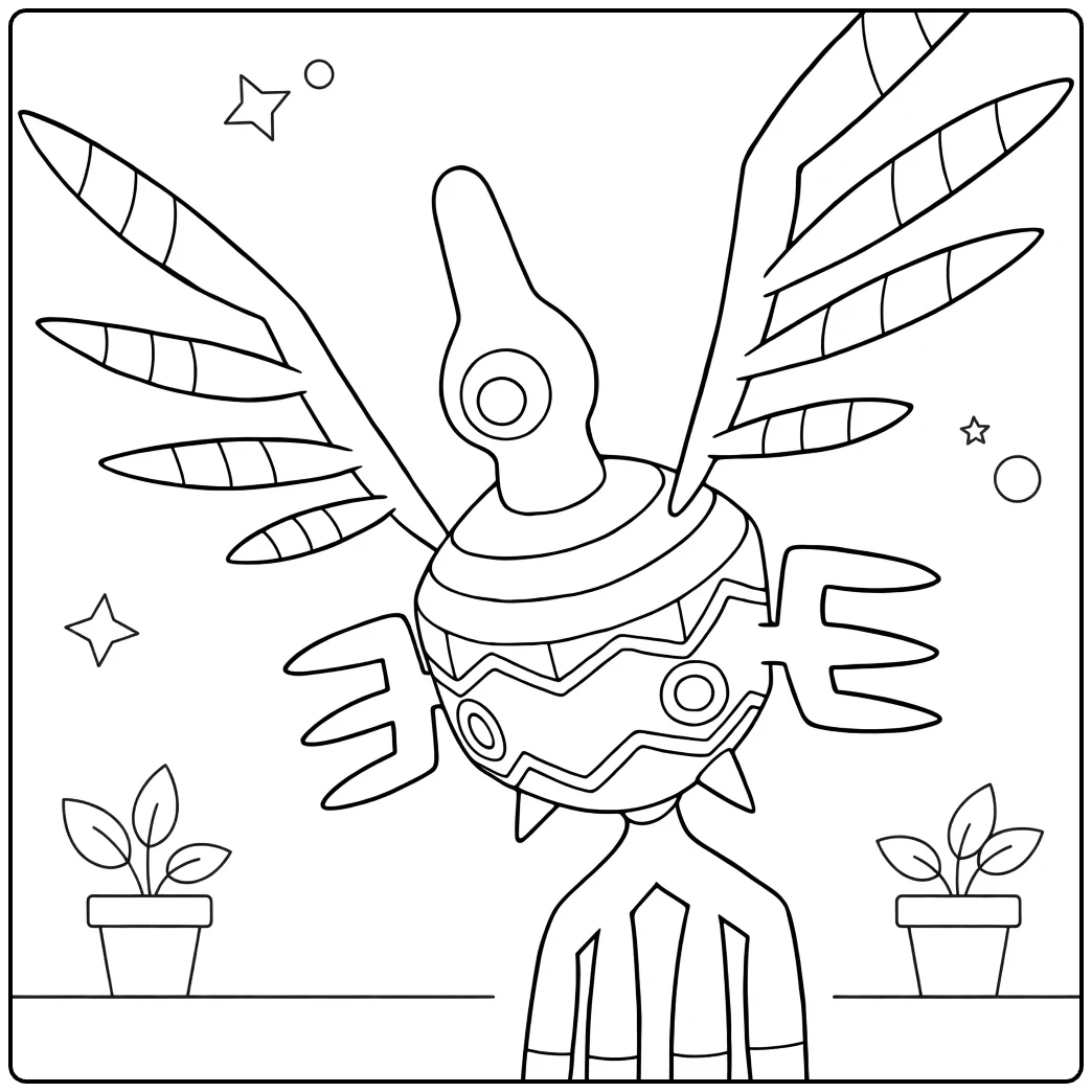 sigilyph coloring page for kids vliegende psychic Pokemon