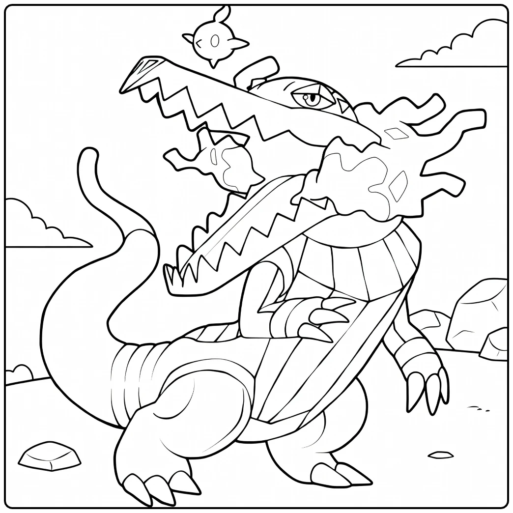 Skeledirge Fiery Pokemon with Open Mouth coloring page