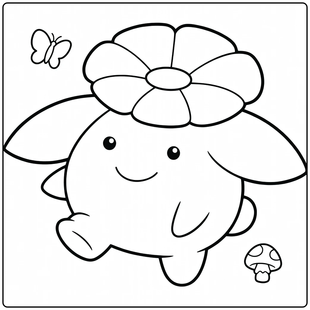 Skiploom Cheerful Pokemon with Flower Hat coloring page