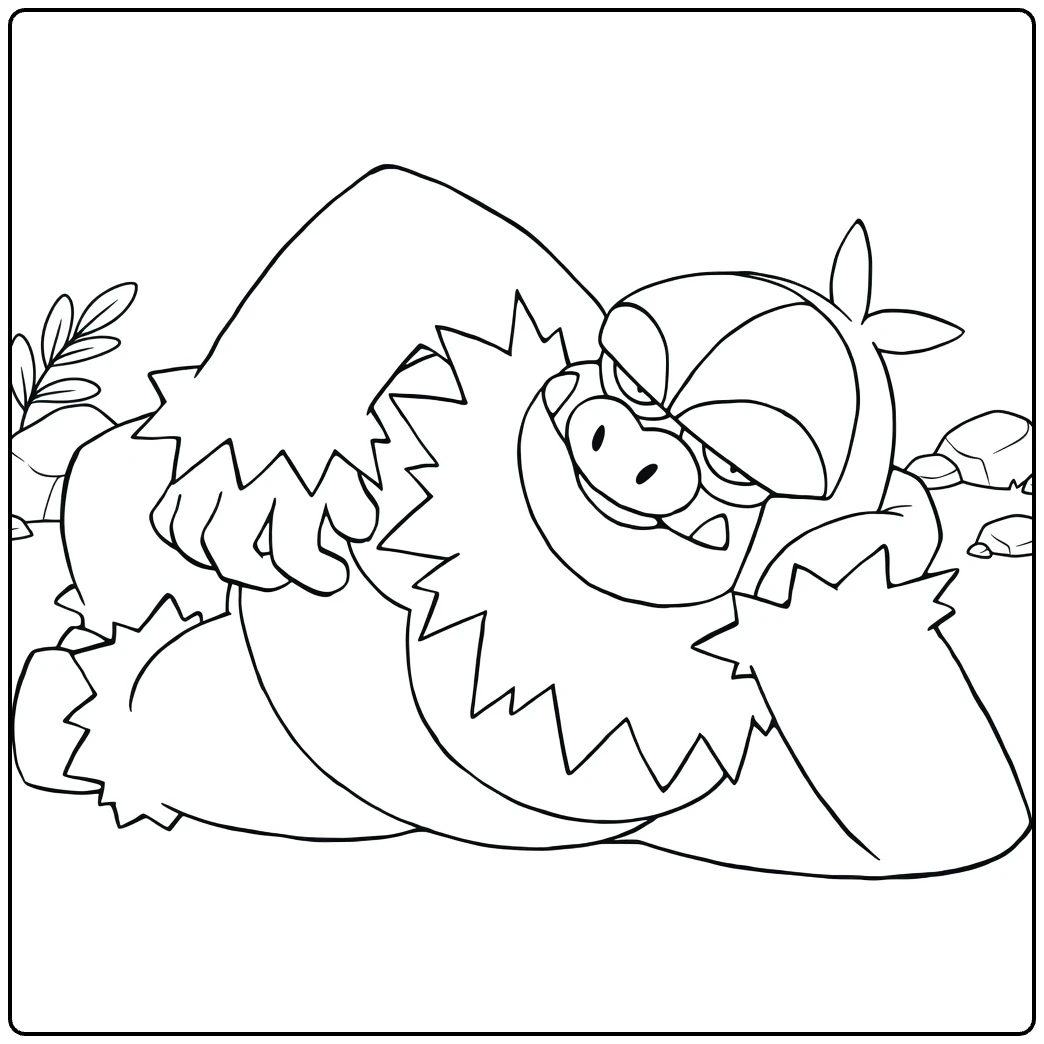 slaking coloring page of ontspannen gorilla achtig beest