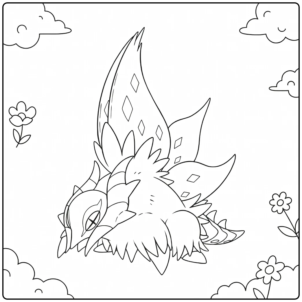 Slither Wing Flying Moth Pokemon coloring page