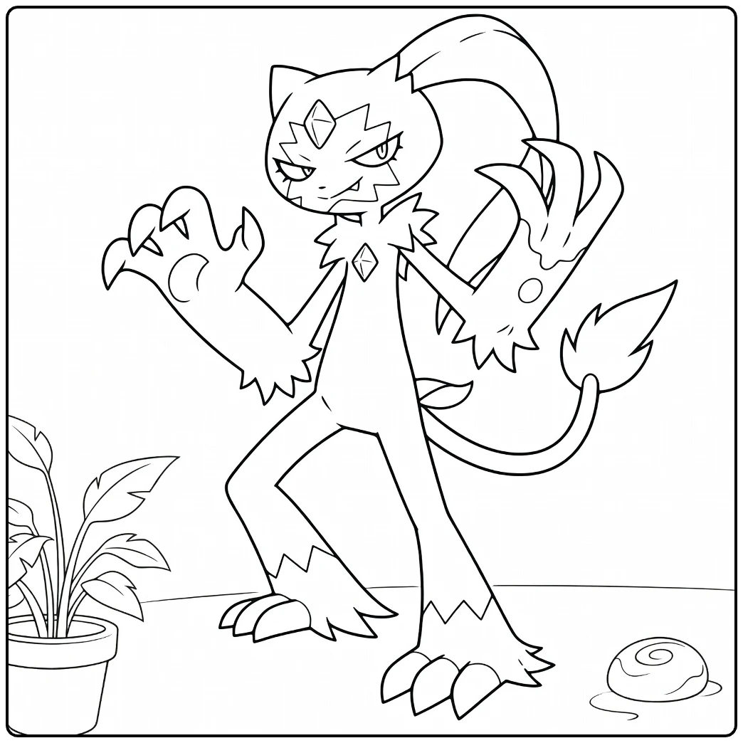 Sneasler in Dynamic Battle Pose coloring page