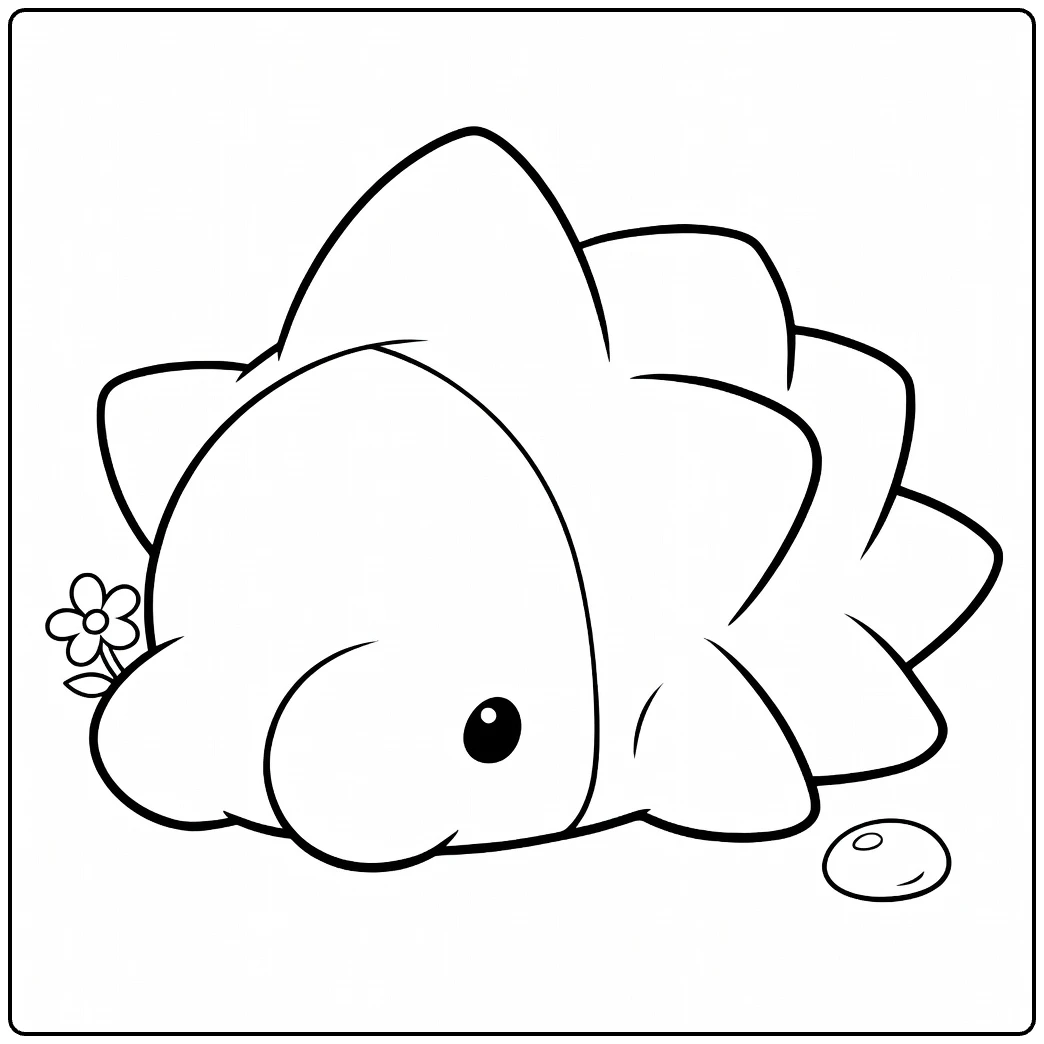For Kids Lying Snom with Flower coloring page