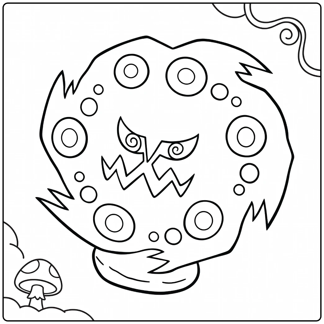 Spiritomb Mushroom and Threatening Face coloring page