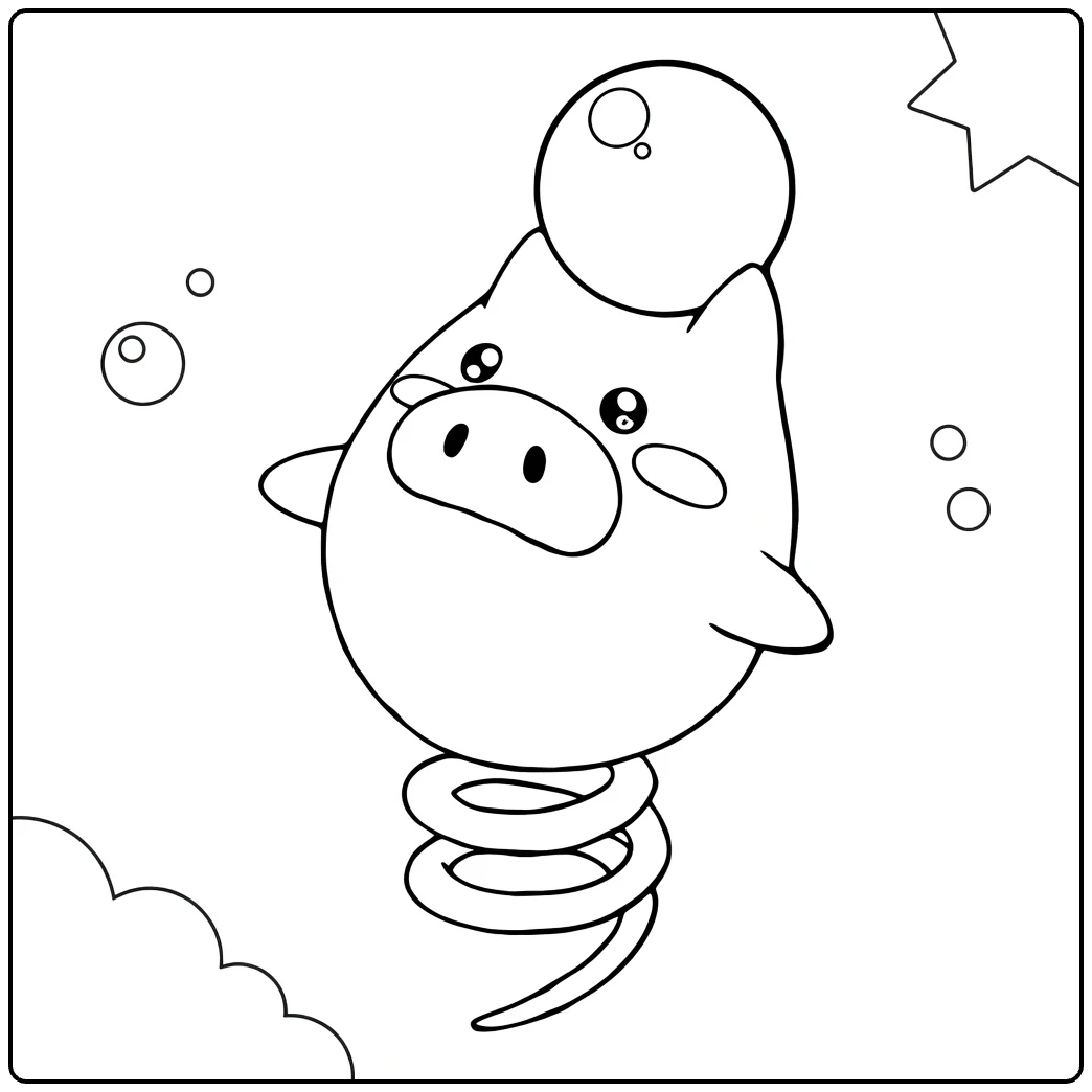 spoink coloring page of stuiterend biggetje with parel