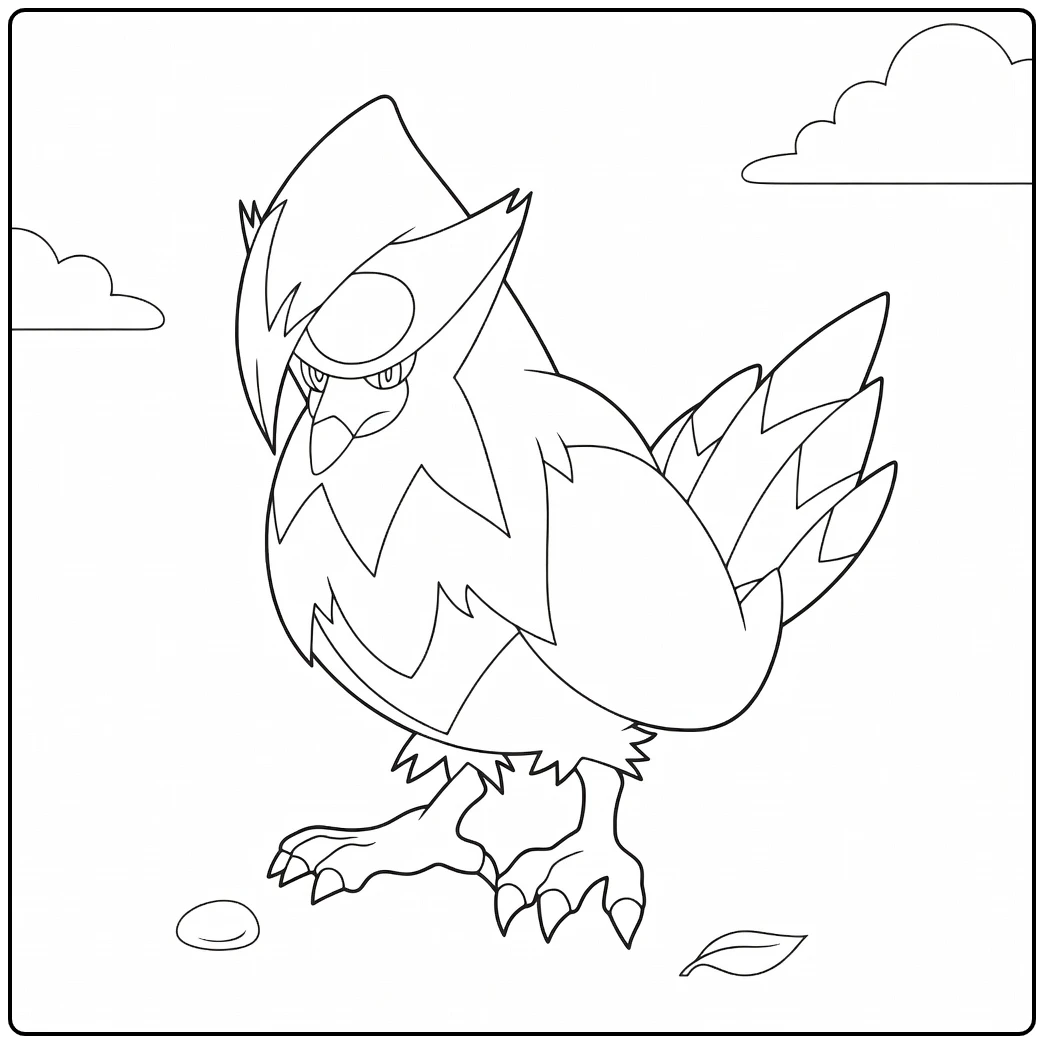 Staravia Angry Stare and Clouds coloring page