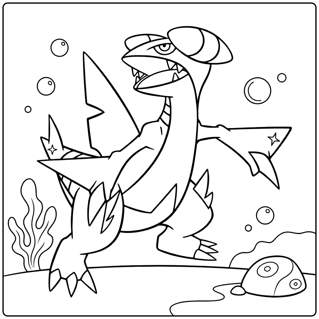 Tough Gabite in Onderwateravontuur with Stars coloring page