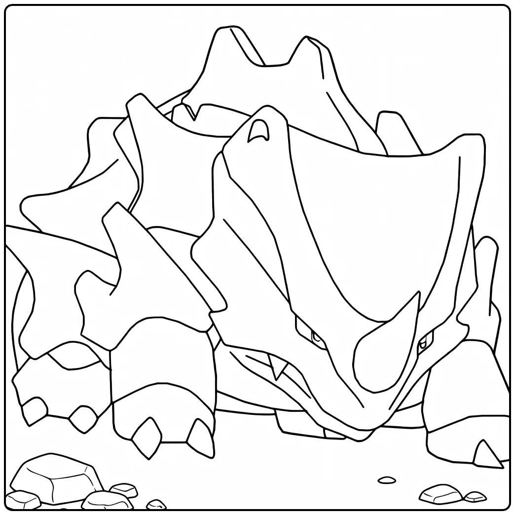 Tough Rhyhorn for Kids coloring page