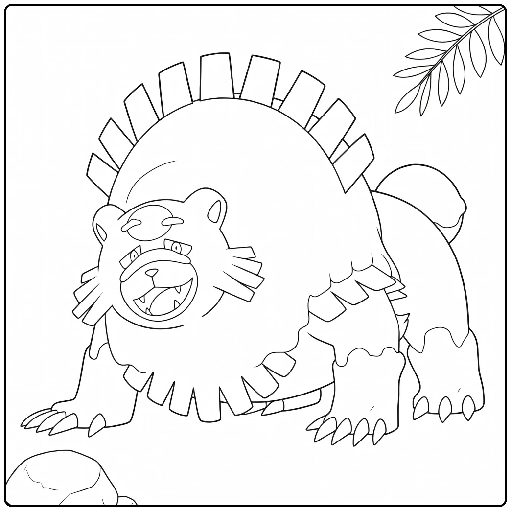 tough ursaluna coloring page brullende Pokemon