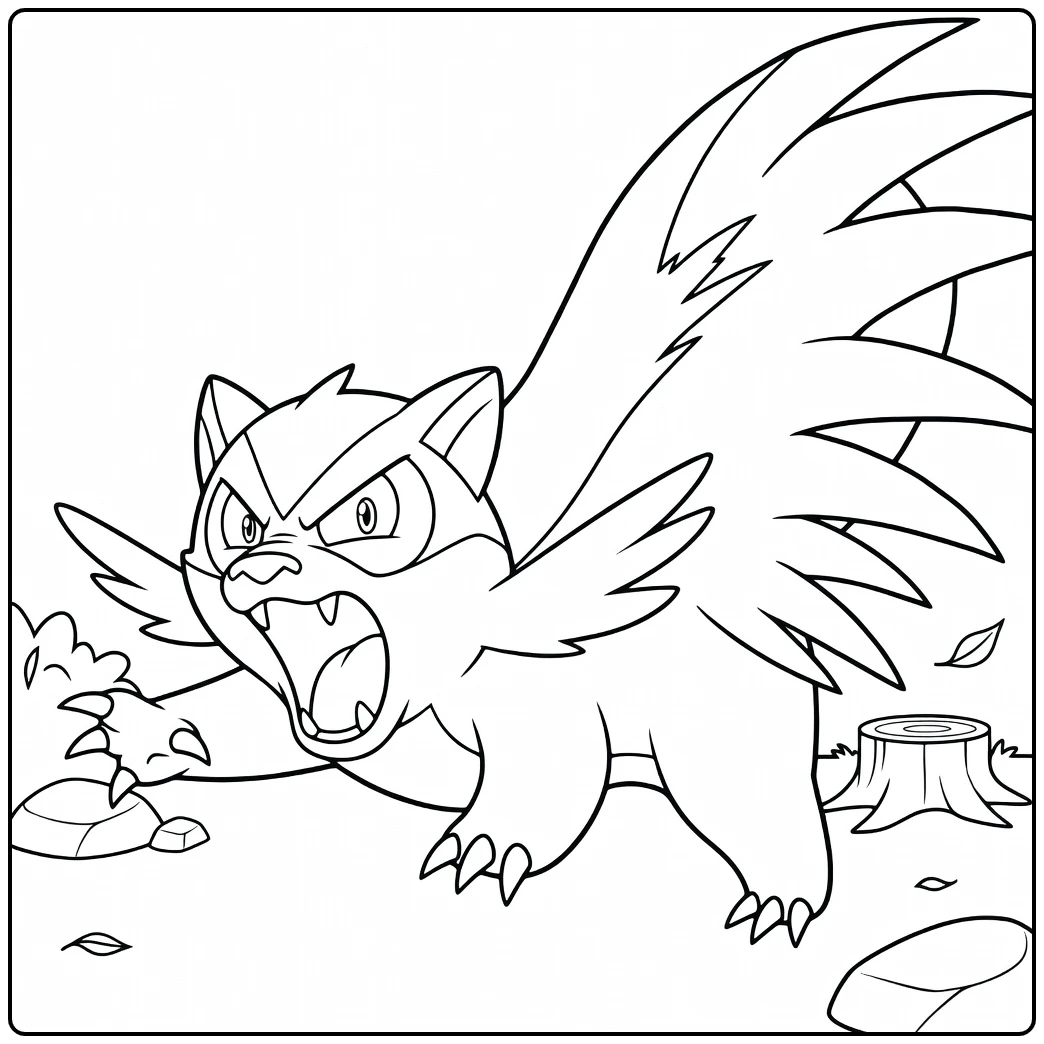 Stunky Fierce Growling Pokemon coloring page