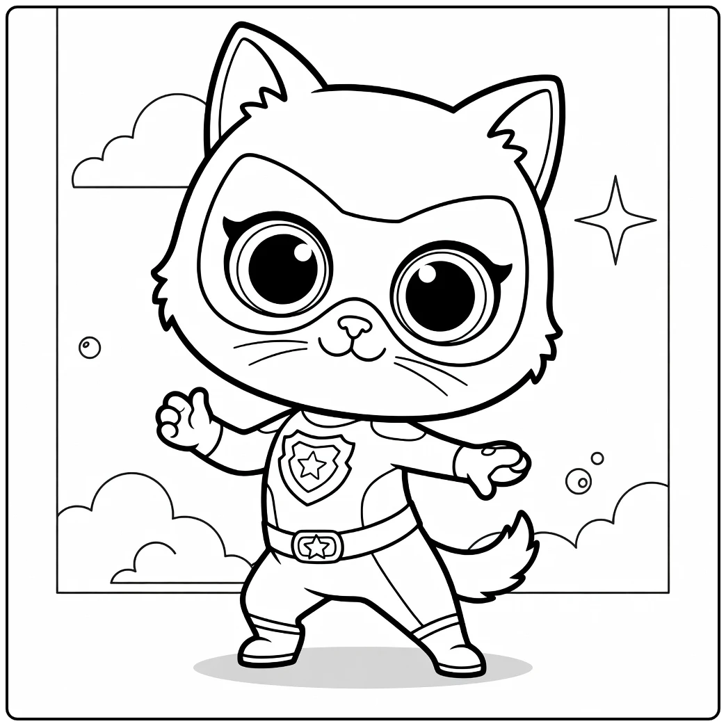 superKitties Heldhaftige Cat in Action coloring page