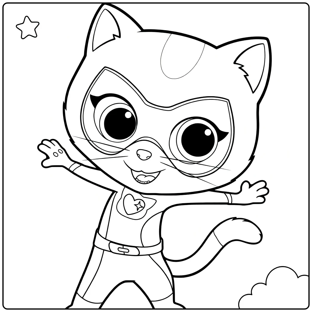 superKitties Cute Cat Superhero coloring page