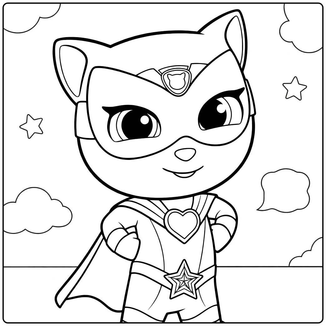 superkitties coloring page super kat held for children