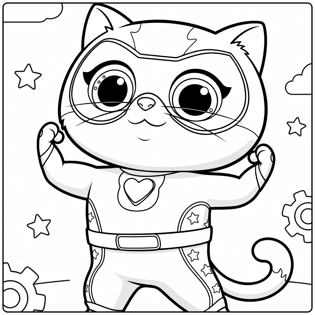 superKitties Superhero Cat for Coloring Fun coloring page