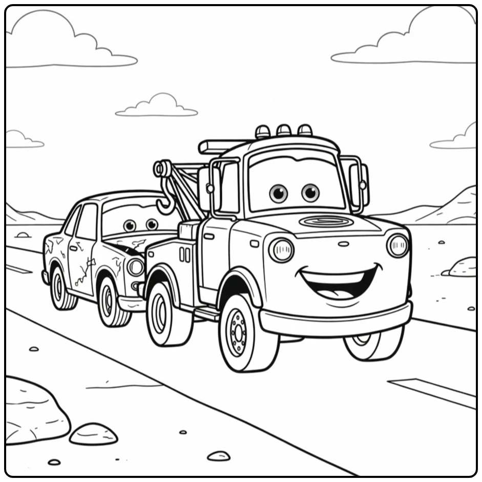 takel cars coloring page takel towt kleine defecte car woestijnweg