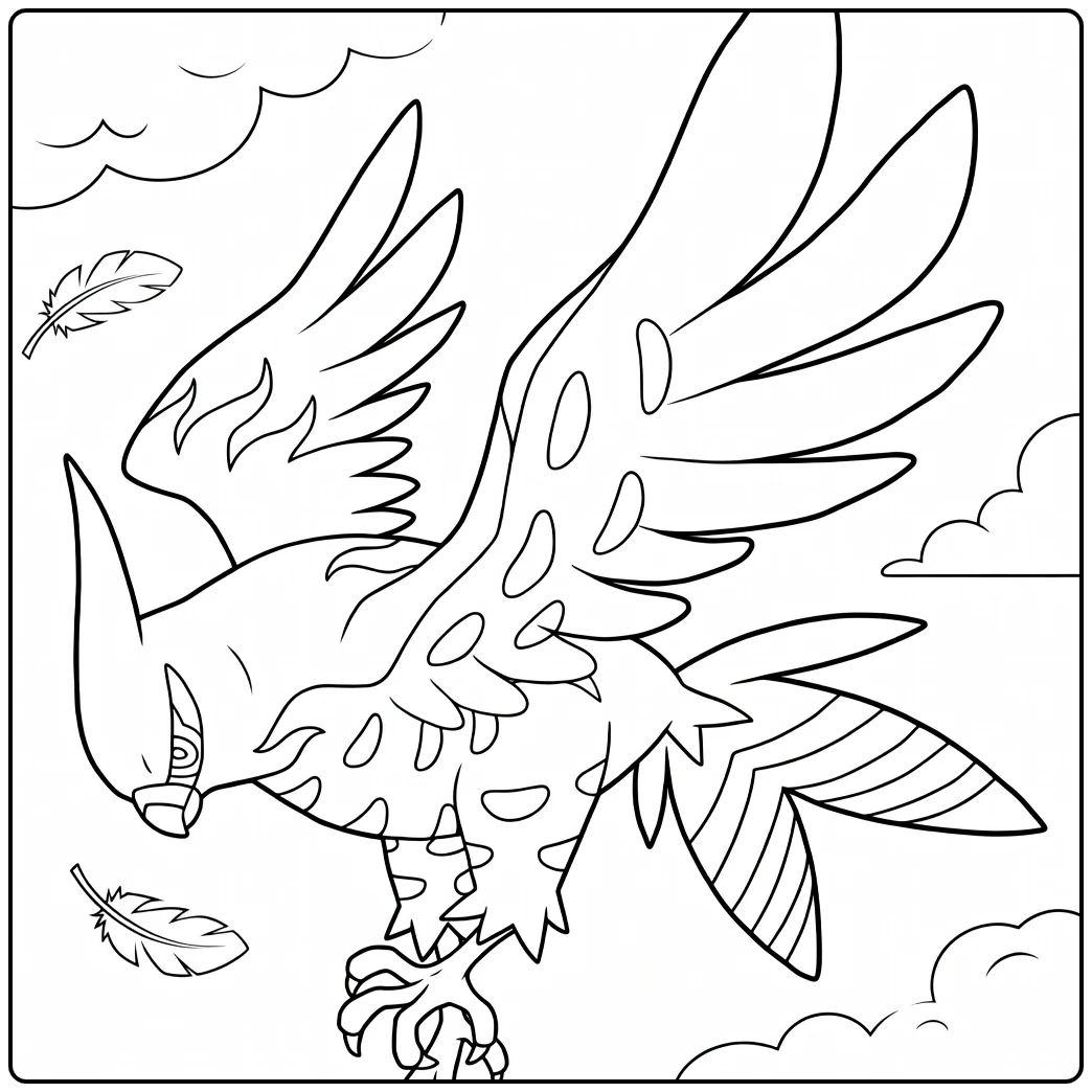 Talonflame in Dynamic Flight Pose coloring page