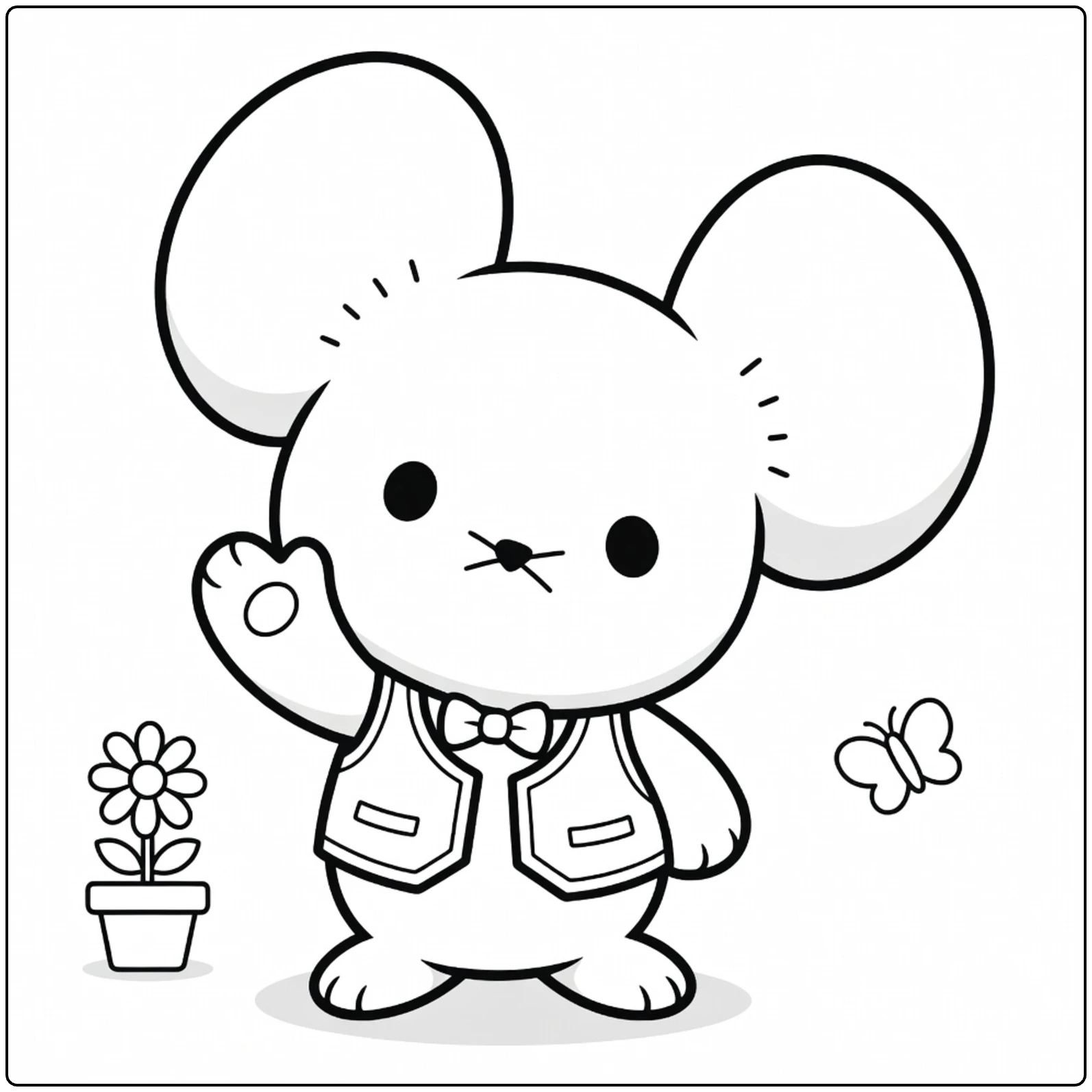 tandemaus coloring page muis in vestje with vlinder