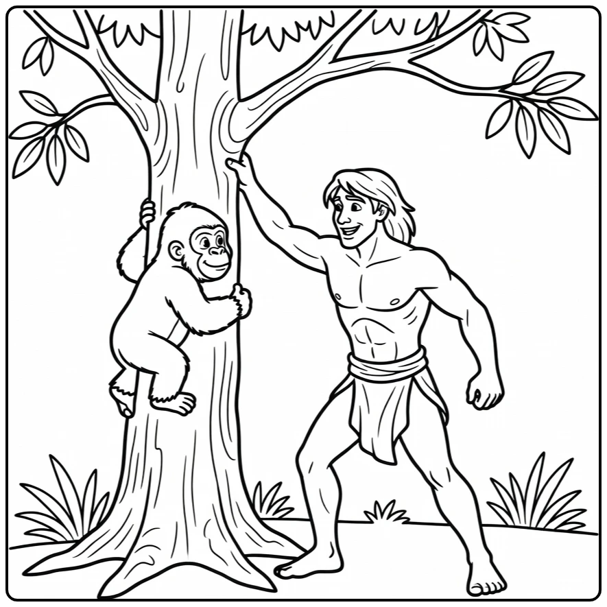 tarzan coloring page jungleheld and gorilla klimles