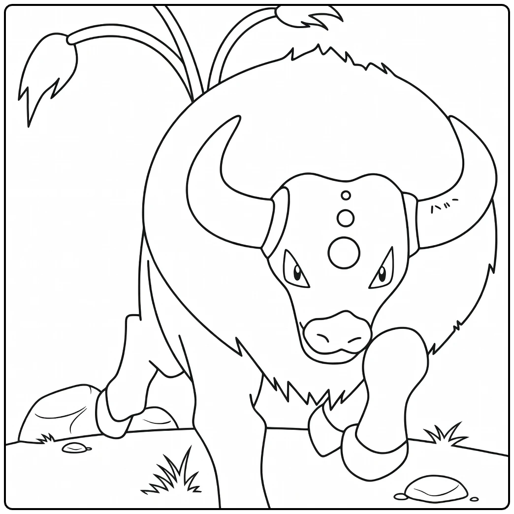 tauros Krachtige Pokmon Bull coloring page