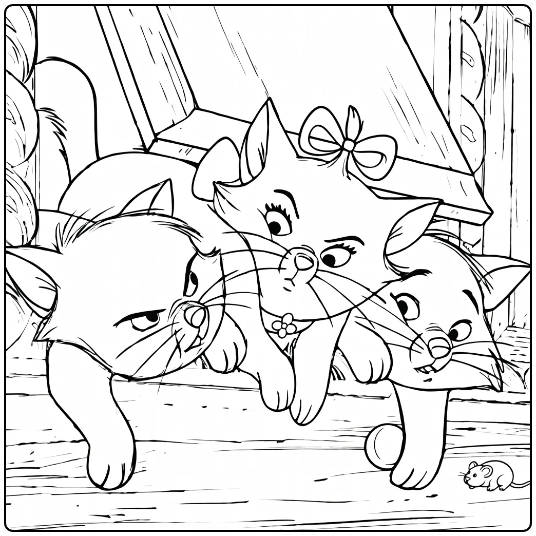 the Aristocats Aristocats on the Trap coloring page