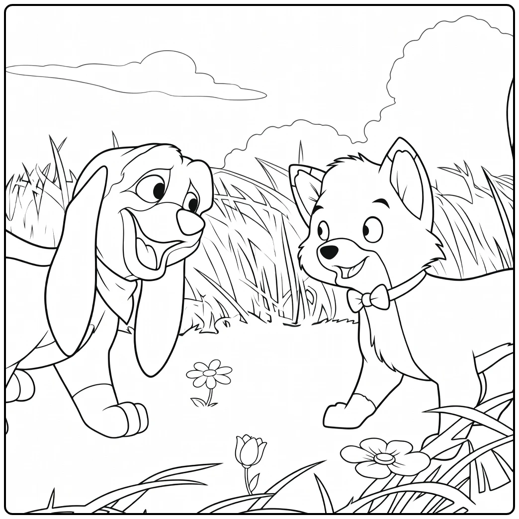 the Fox and the Hound Tod and Copper Together coloring page