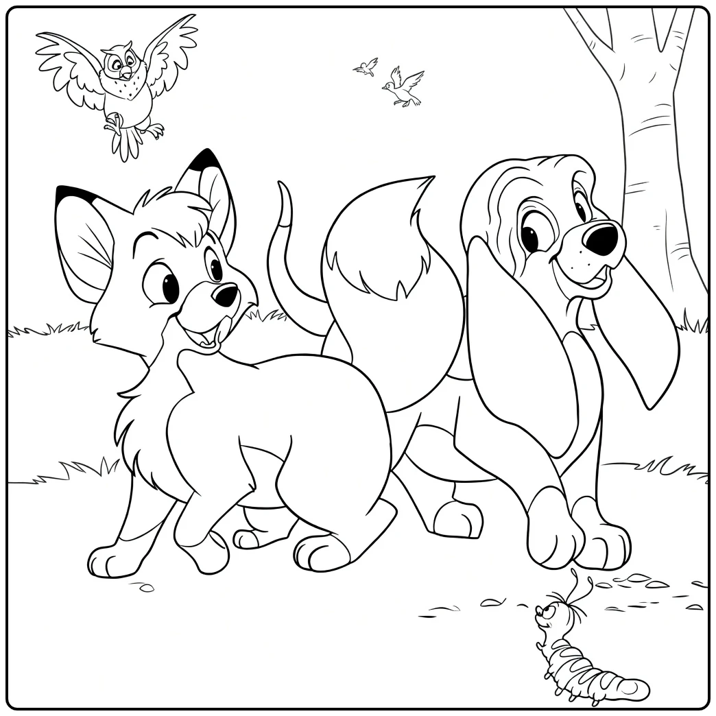the Fox and the Hound for Creative Color coloring page