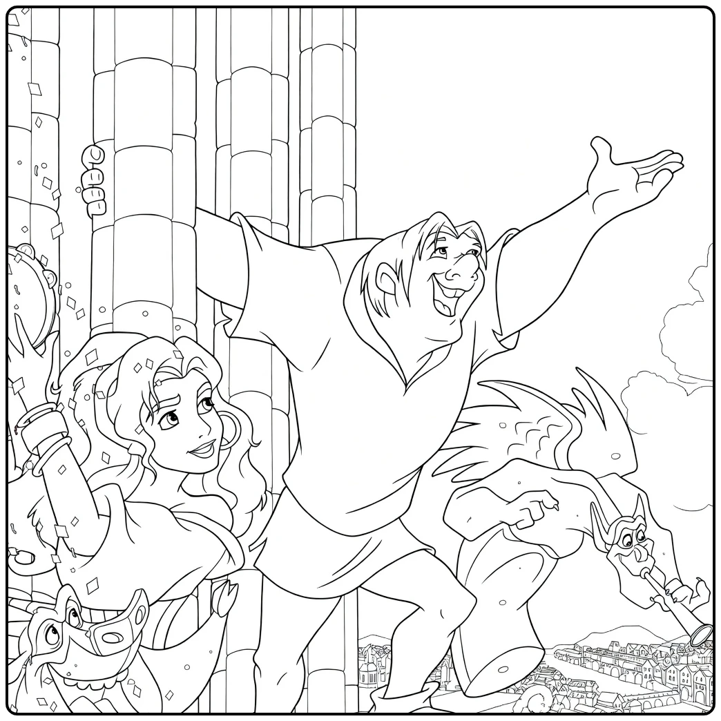 the Hunchback of Notre Dame Disney Party coloring page