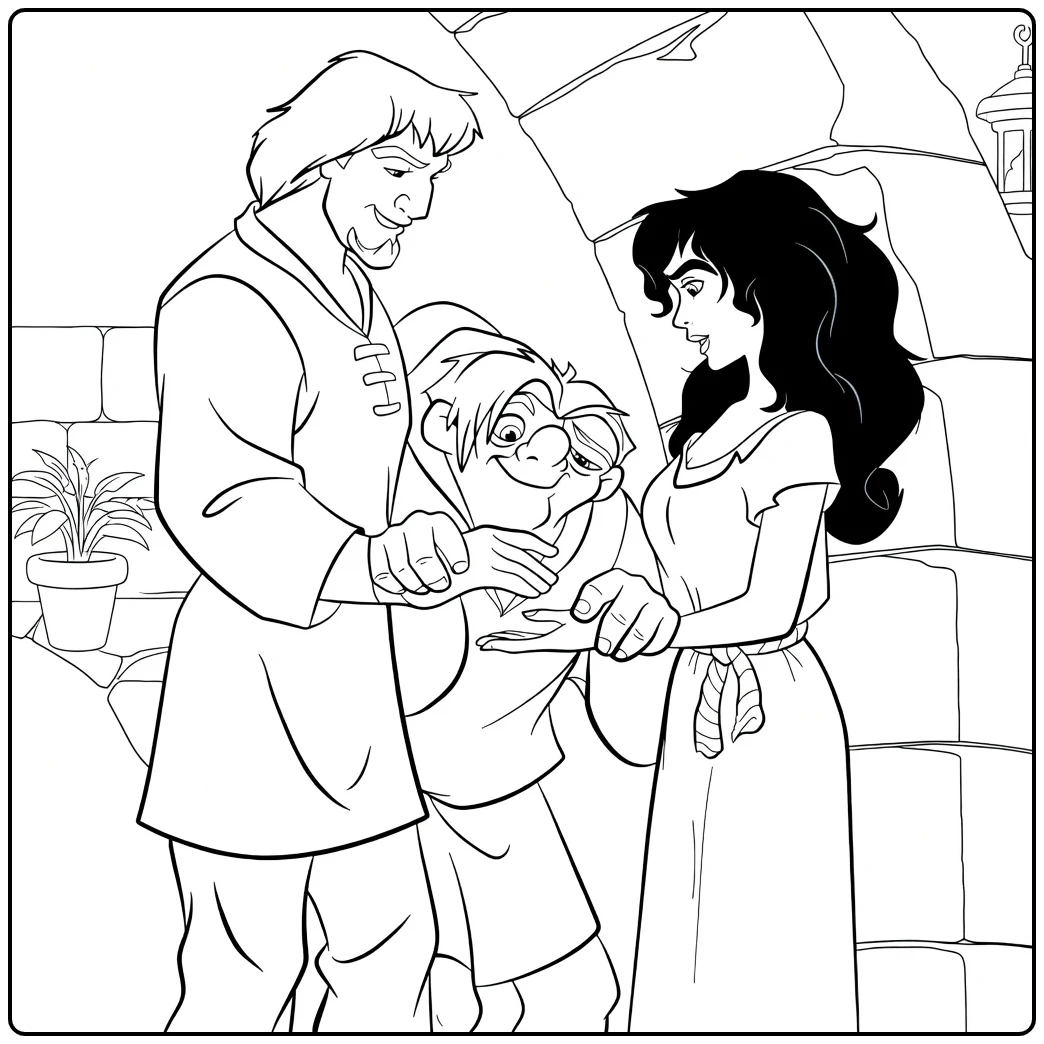 The Hunchback of Notre Dame coloring page with Esmeralda