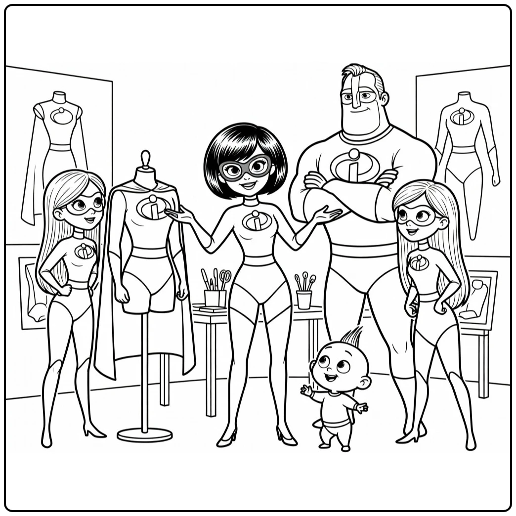 the Incredibles Edna Mode Presenteert Pak coloring page