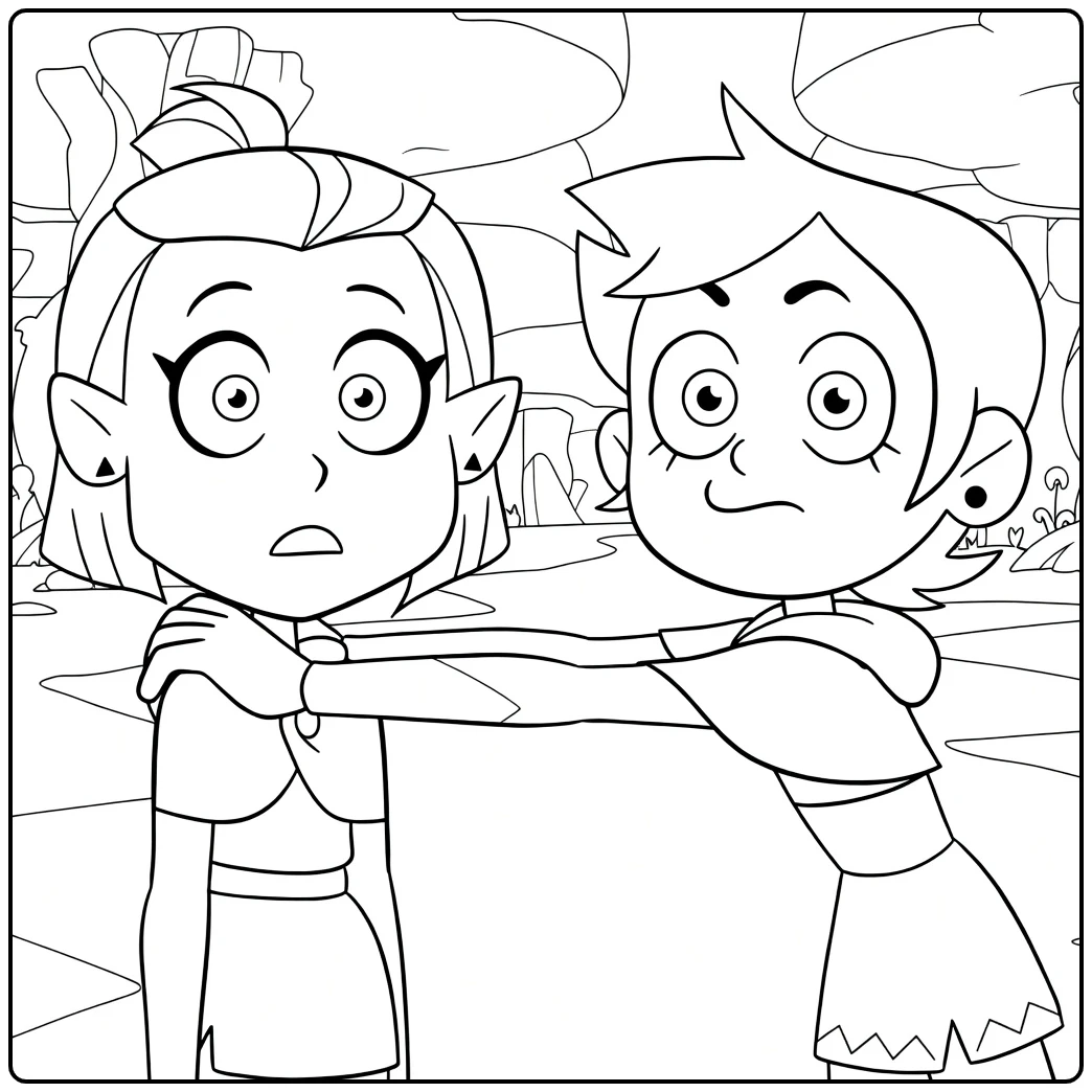 the Owl House Luz and Amity Knuffelen coloring page