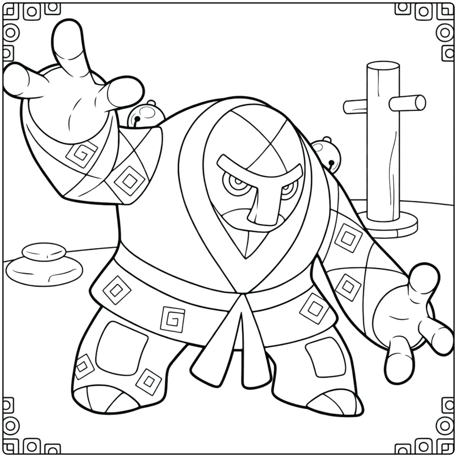 Throh Tough Wrestler with Gi and Bells coloring page