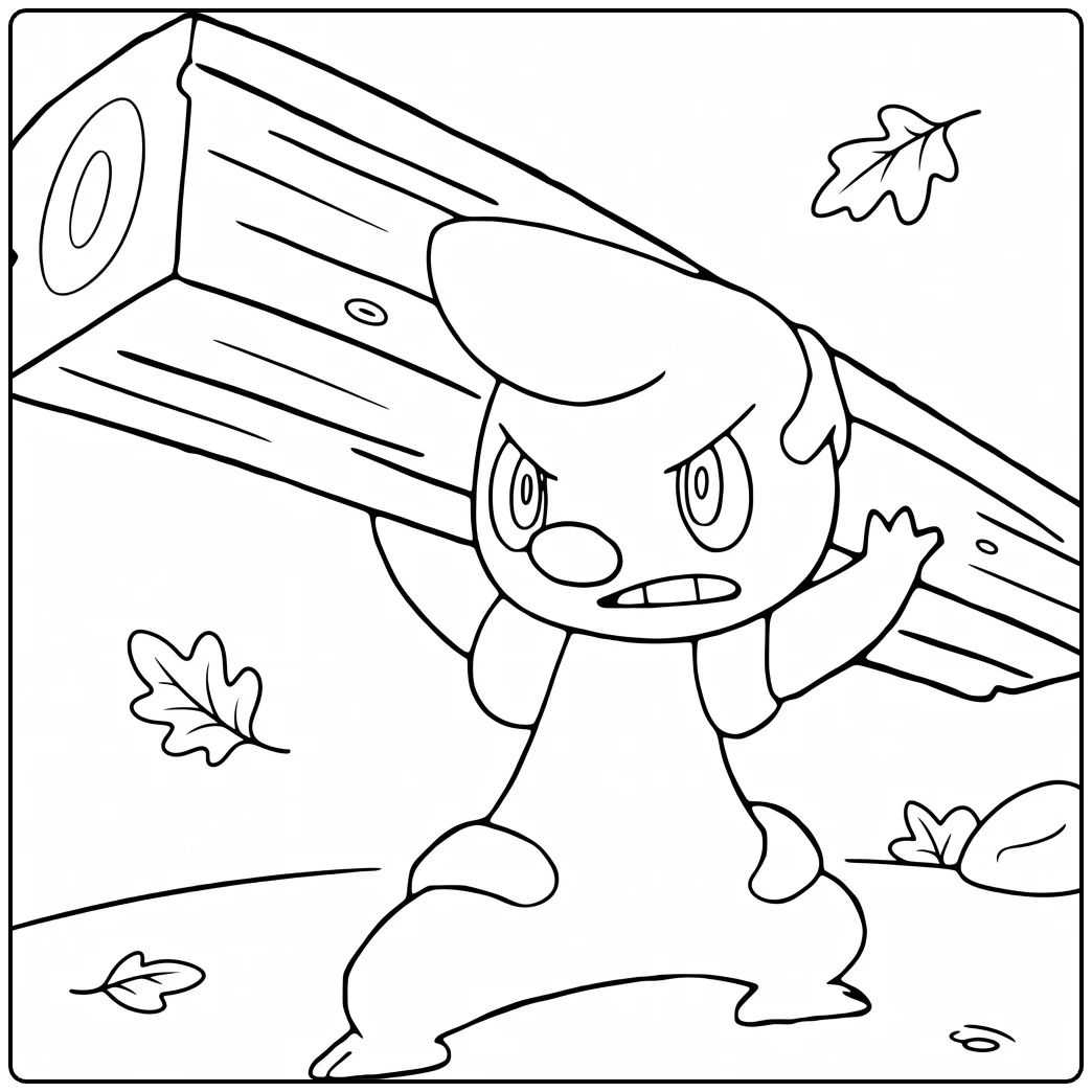 Timburr Angry Stare and Autumn Leaves coloring page