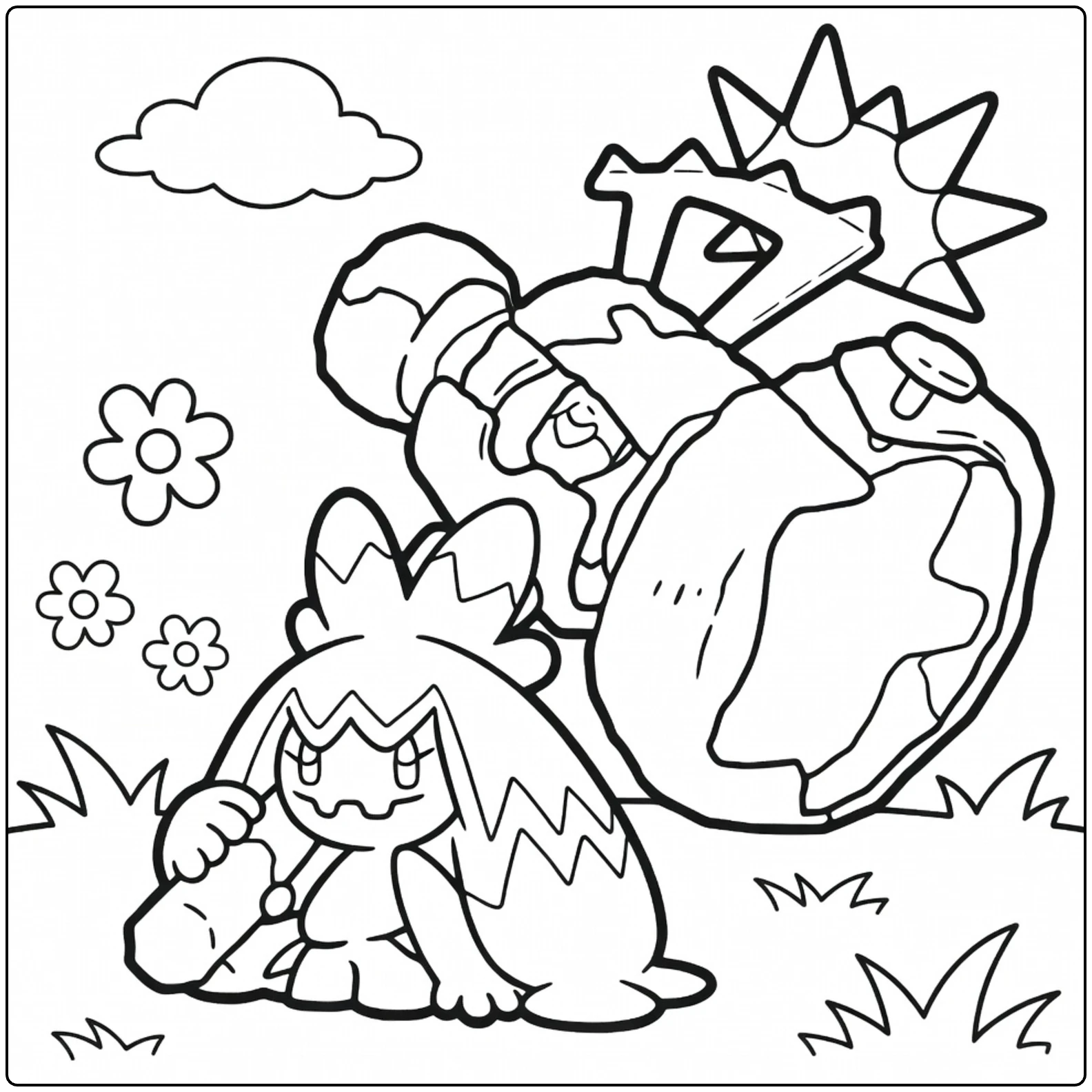 Tinkaton Waving Hammer with Pals coloring page