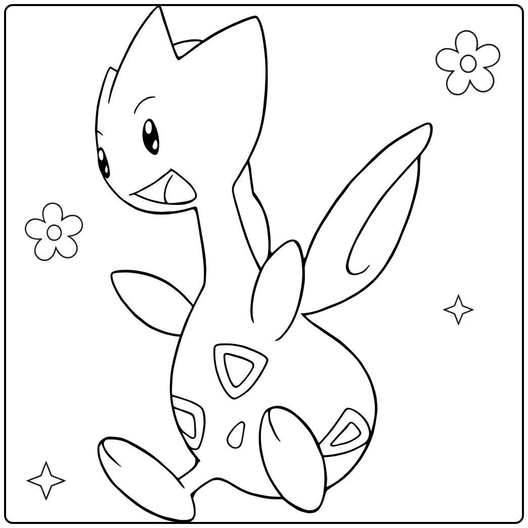 Togetic Cheerful Flying Pokemon coloring page