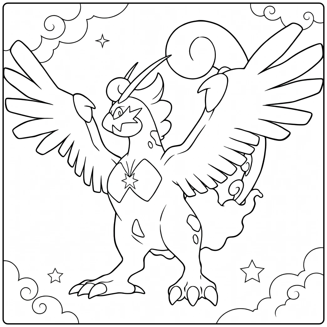 Tornadus Therian Forme in Storm Pose coloring page