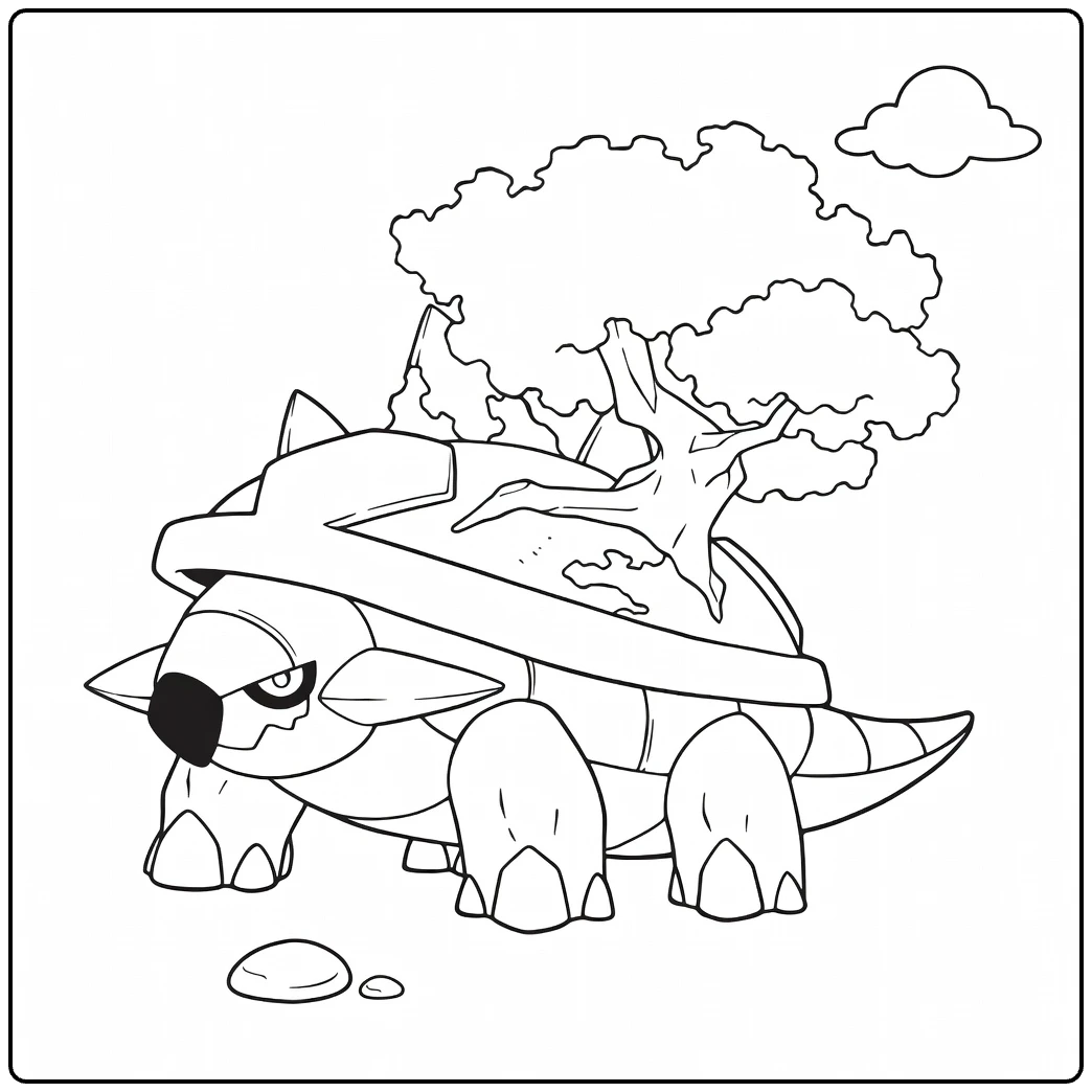 Torterra Tough Turtle Pokemon coloring page