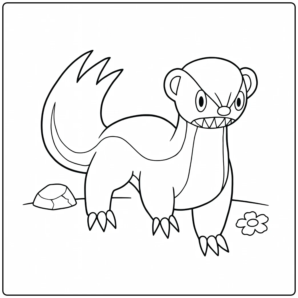toucannon coloring page of grommende wezel with tail