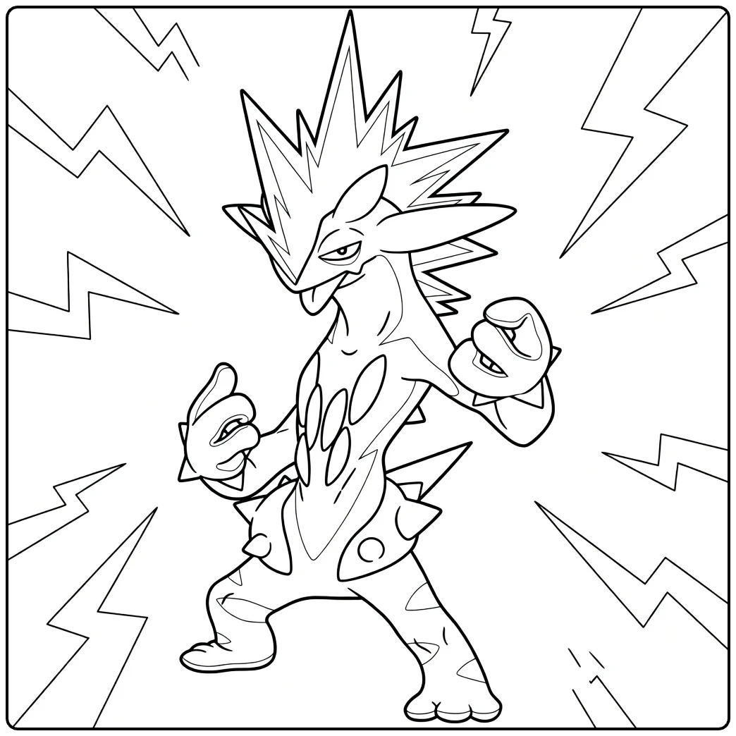 Toxtricity in Action with Fists coloring page