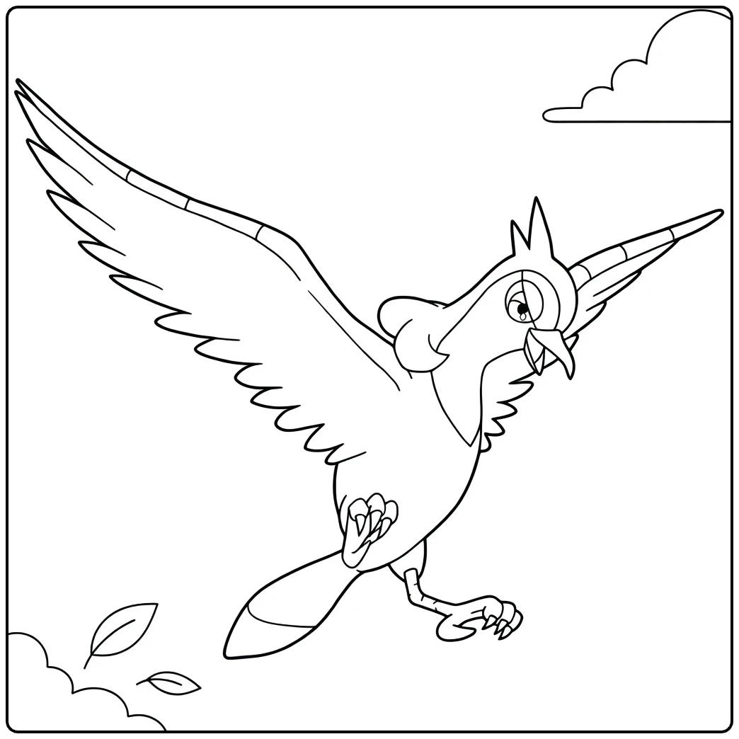 tranquill coloring page Pokemon in dynamische vlucht