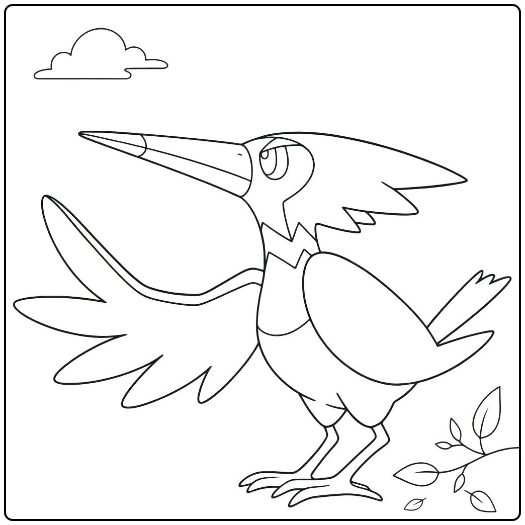 Trumbeak Clouds and Leaves coloring page