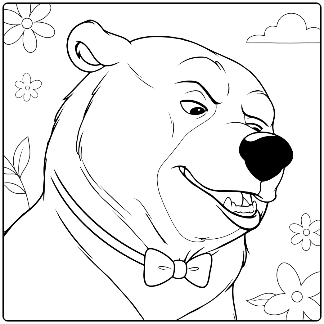 tug a Happy Bear with Strik coloring page
