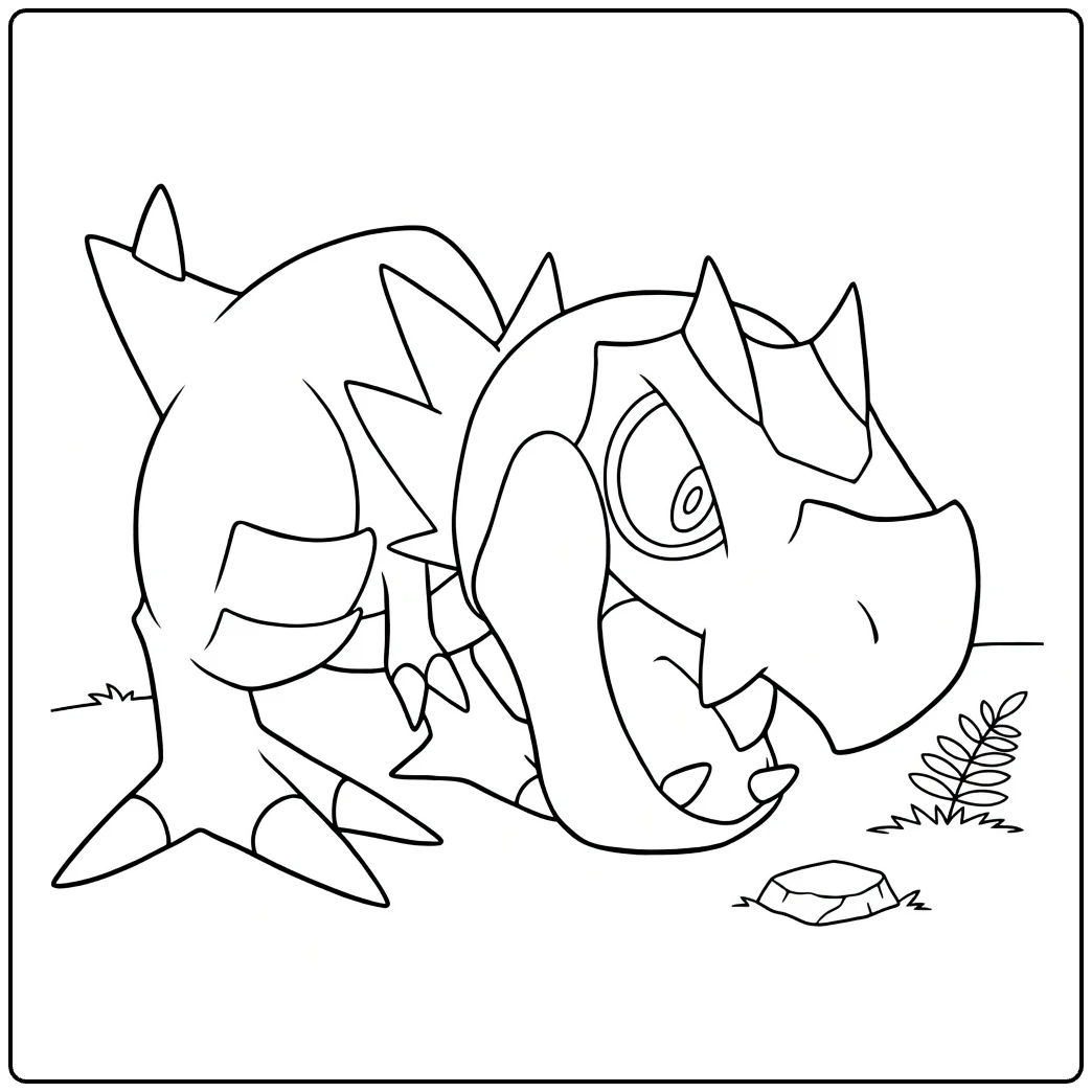 tyrunt coloring page with grass and rotsje
