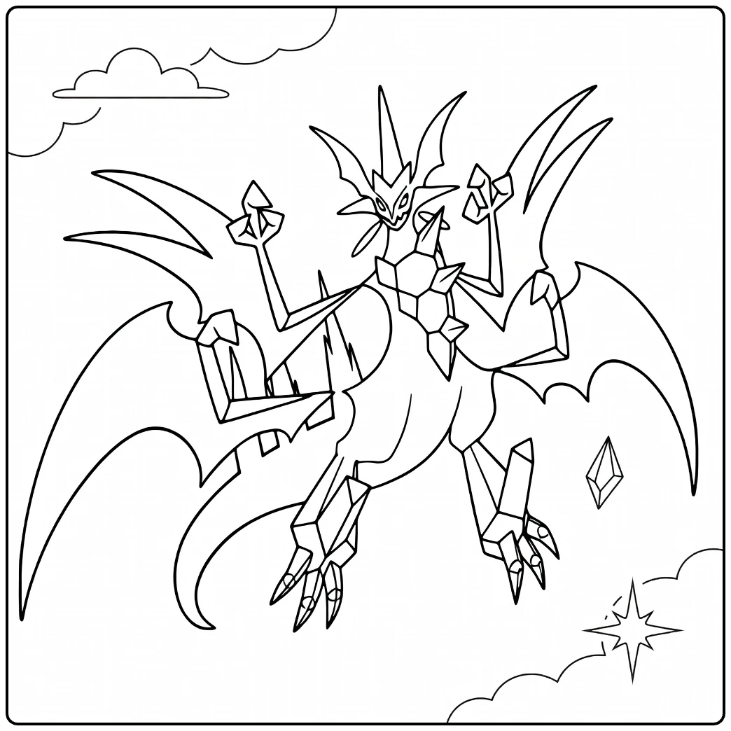 ultra necrozma coloring page vliegende Pokemon