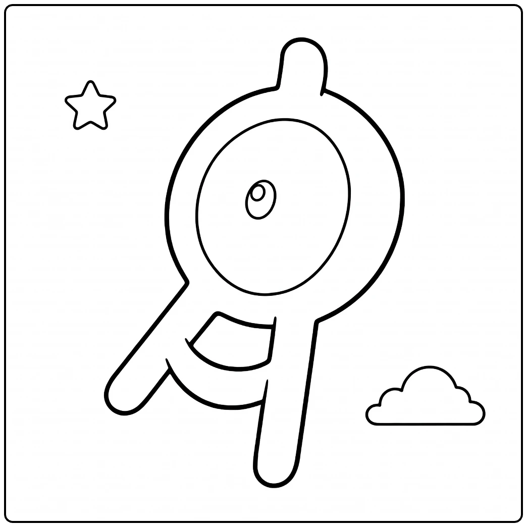 unown coloring page of oogvormig figure with star and wolk