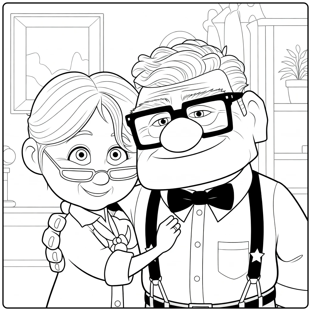 up Carl and Ellie Knuffelend coloring page