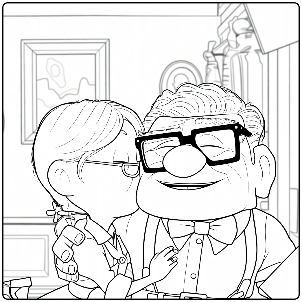 up Carl and Ellie Together Knuffelen coloring page