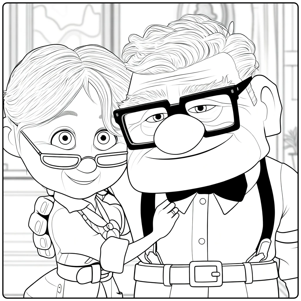 up Carl and Jonge Ellie Knuffelend coloring page